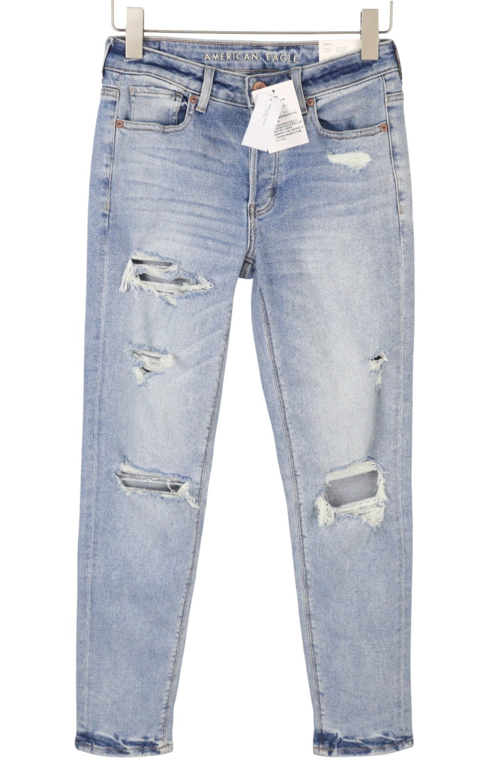 American Eagle Outfitters Tomgirl Donna Jeansslashed Sky Stretch Distress
