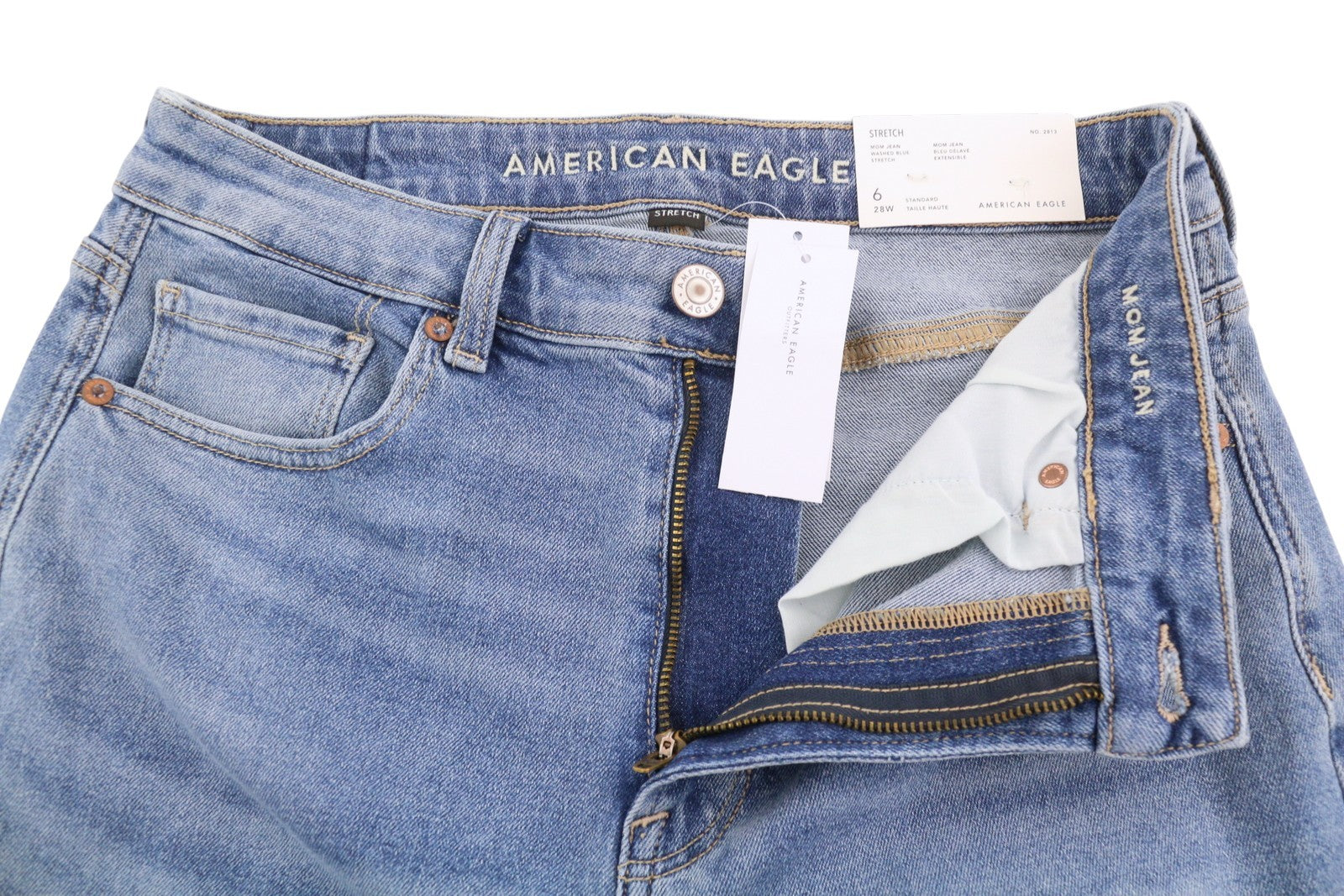 American Eagle Outfitters Mom Women Jeanscropped Stretch Washed Blue