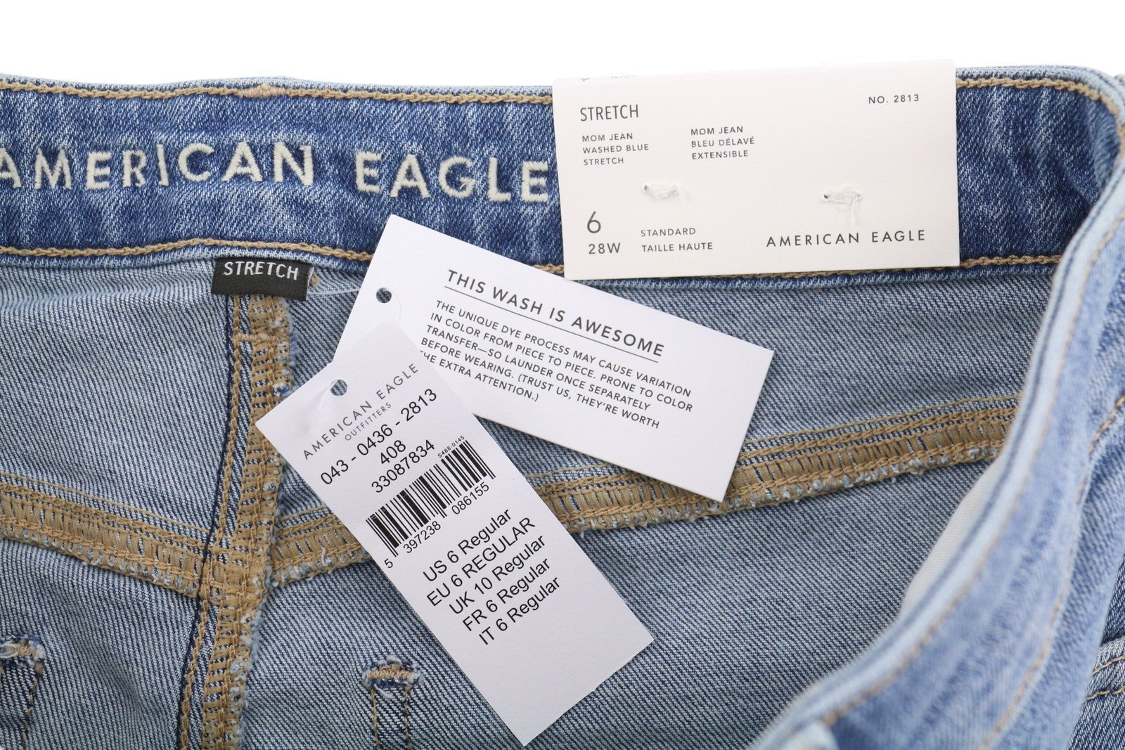 American Eagle Outfitters Mom Women Jeanscropped Stretch Washed Blue