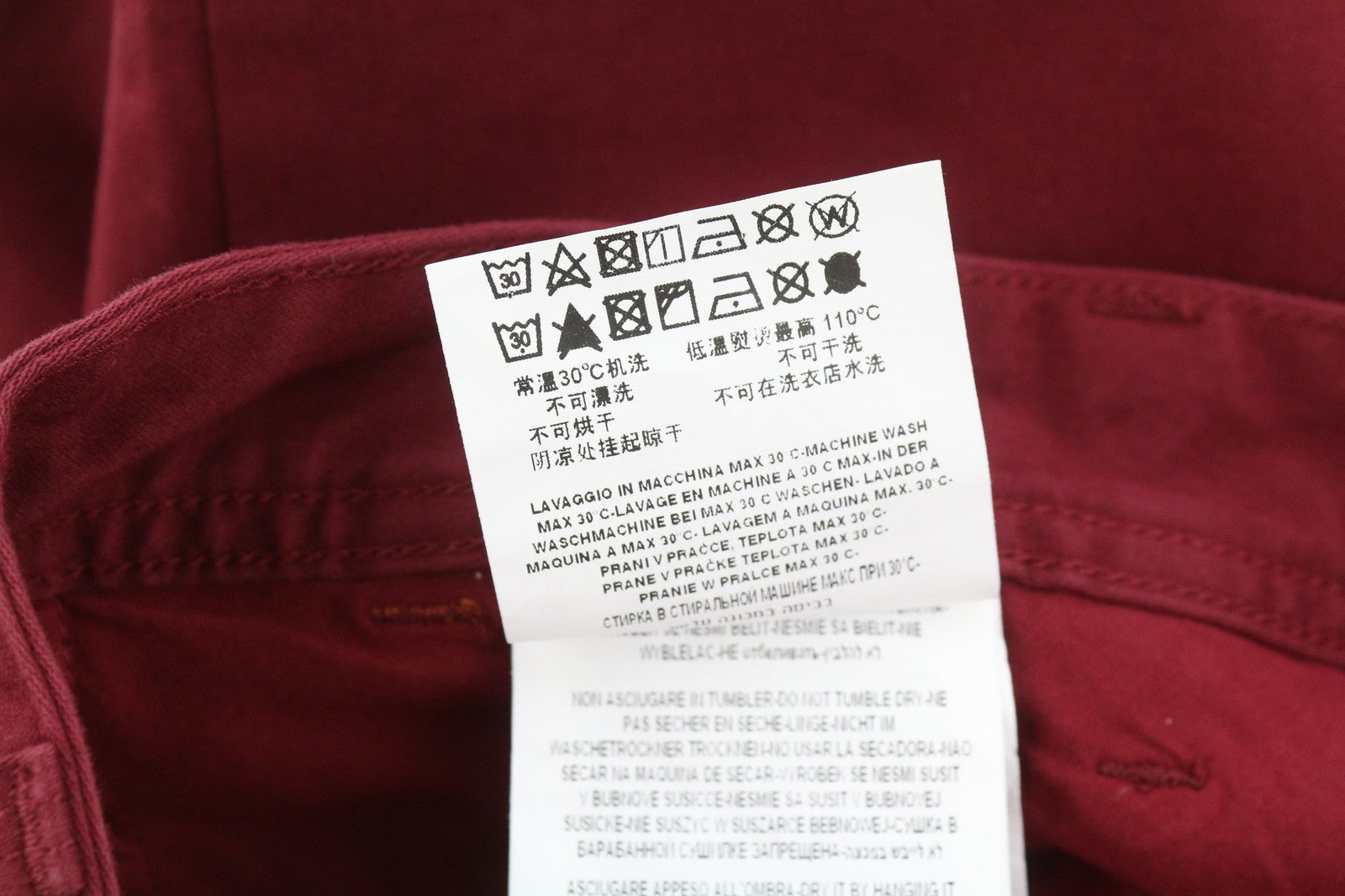 Replay Tom M9597 Men Trousersdark Red Regular Fit Zip Fly Chino