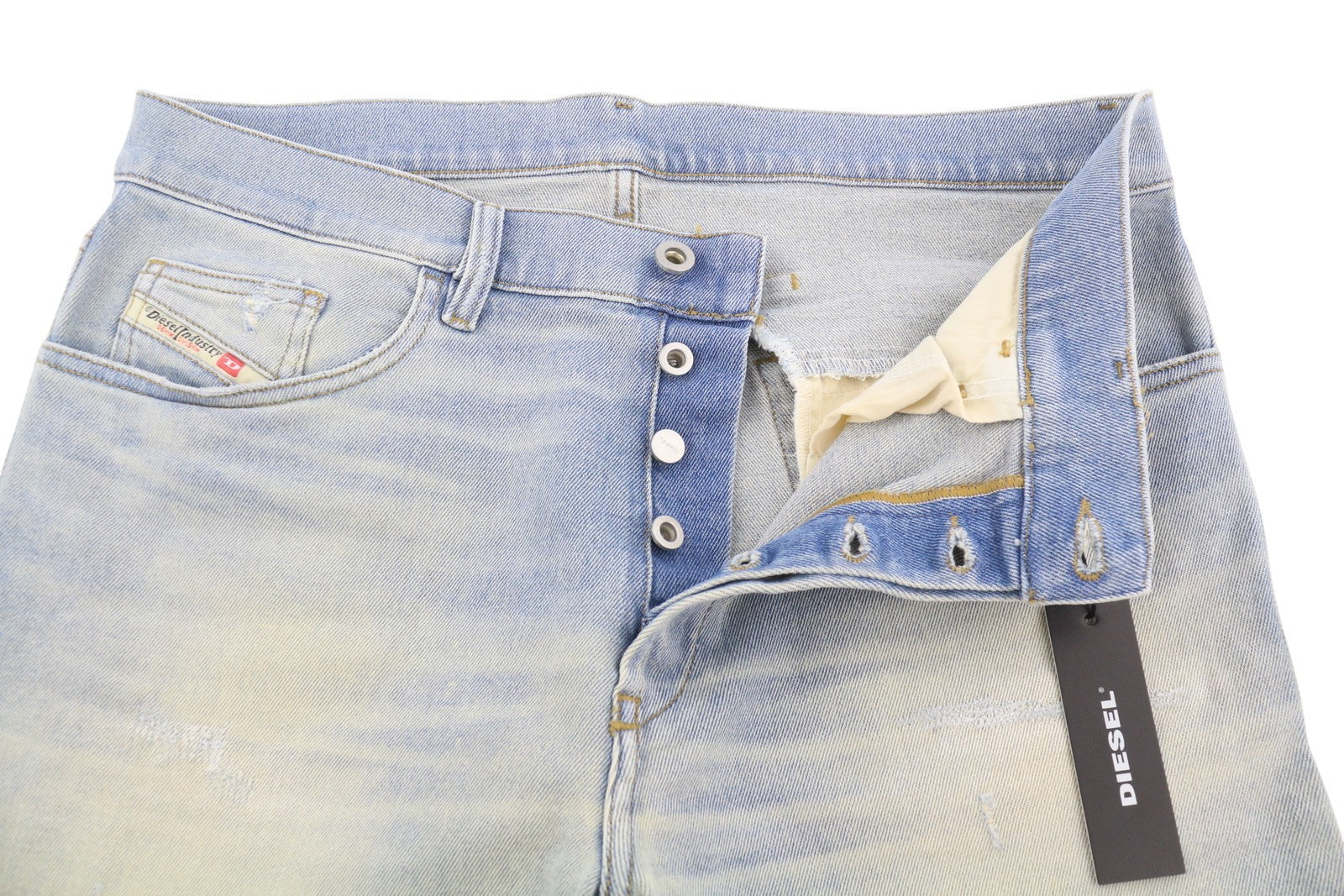 Diesel D-eetar 081ak Heren Jeansblauw Whiskers Faded Painted Dirty Look