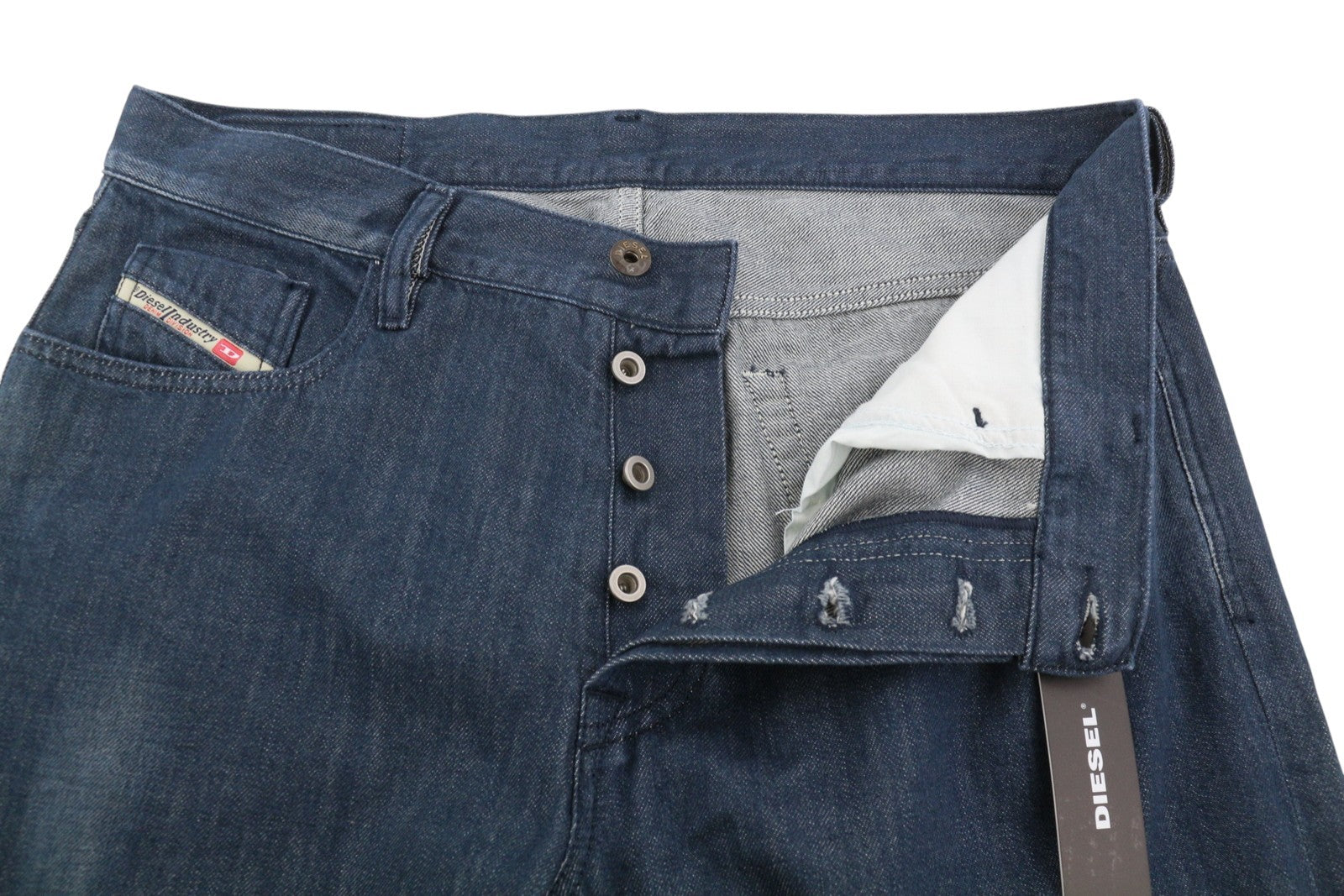 Diesel Mharky 088ac Hommes Jeansdark Blue Faded Button Fly Denim