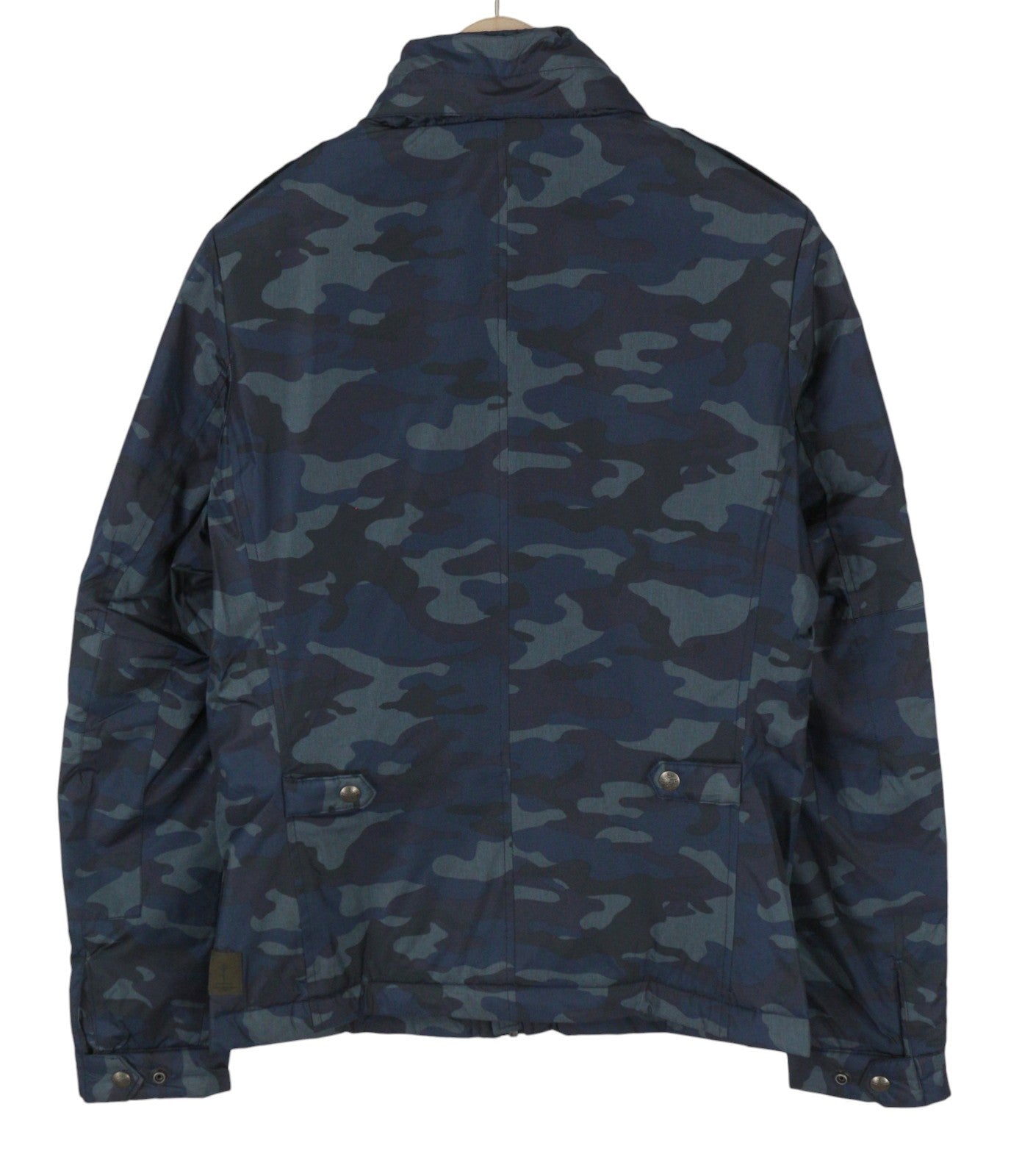 Giacca da uomo Scotch & Soda blu mimetico cappuccio nascosto imbottito zip intera