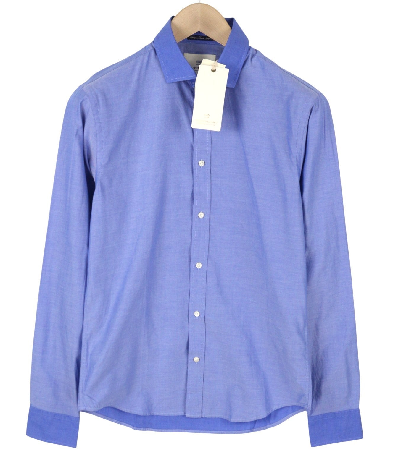 Scotch & Soda Men Shirtblue Slim Fit Spread Button-up Cotton