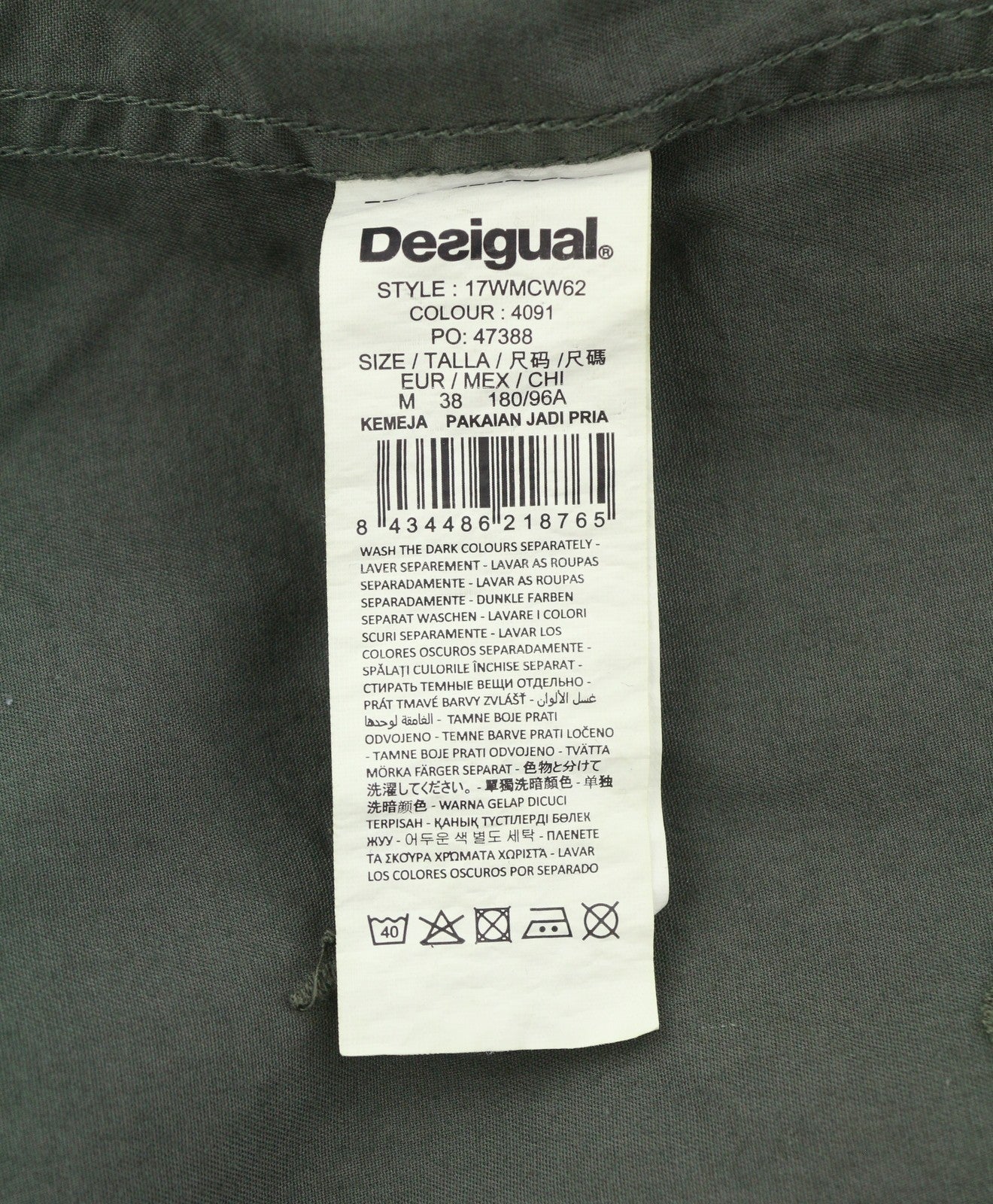 Desigual Cam Marcos Men Shirtkhaki Green Embroidered Button-up Casual