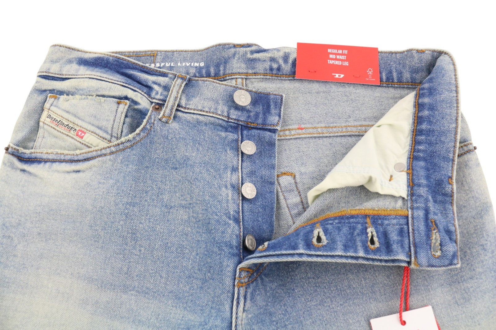 Diesel 2005 D-fining 09e86 Men Jeansblue Faded Regular Fit Tapered Leg