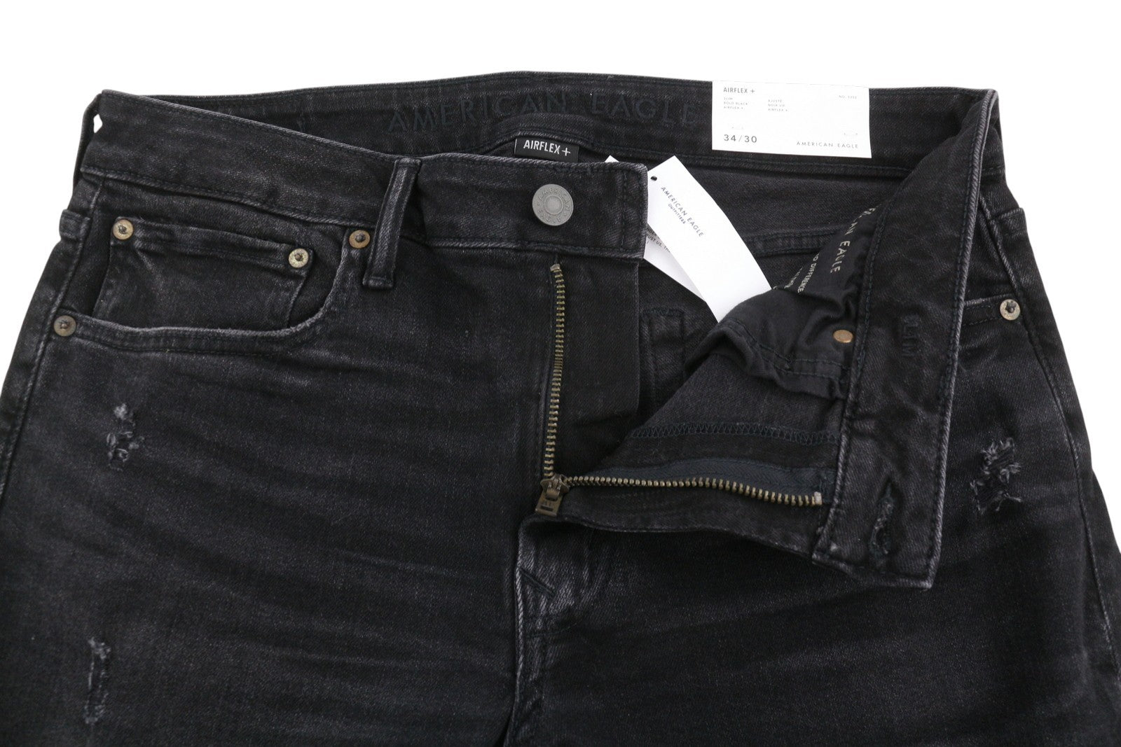 American Eagle Outfitters Airflex+ Heren Jeansbold Zwart Slim Stretch