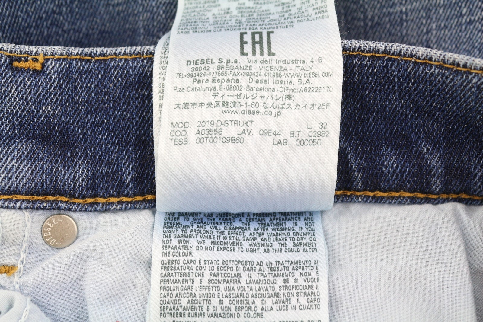 Diesel 2019 D-strukt 09e44 Men Jeansblue Faded Whiskers Ripped Slim