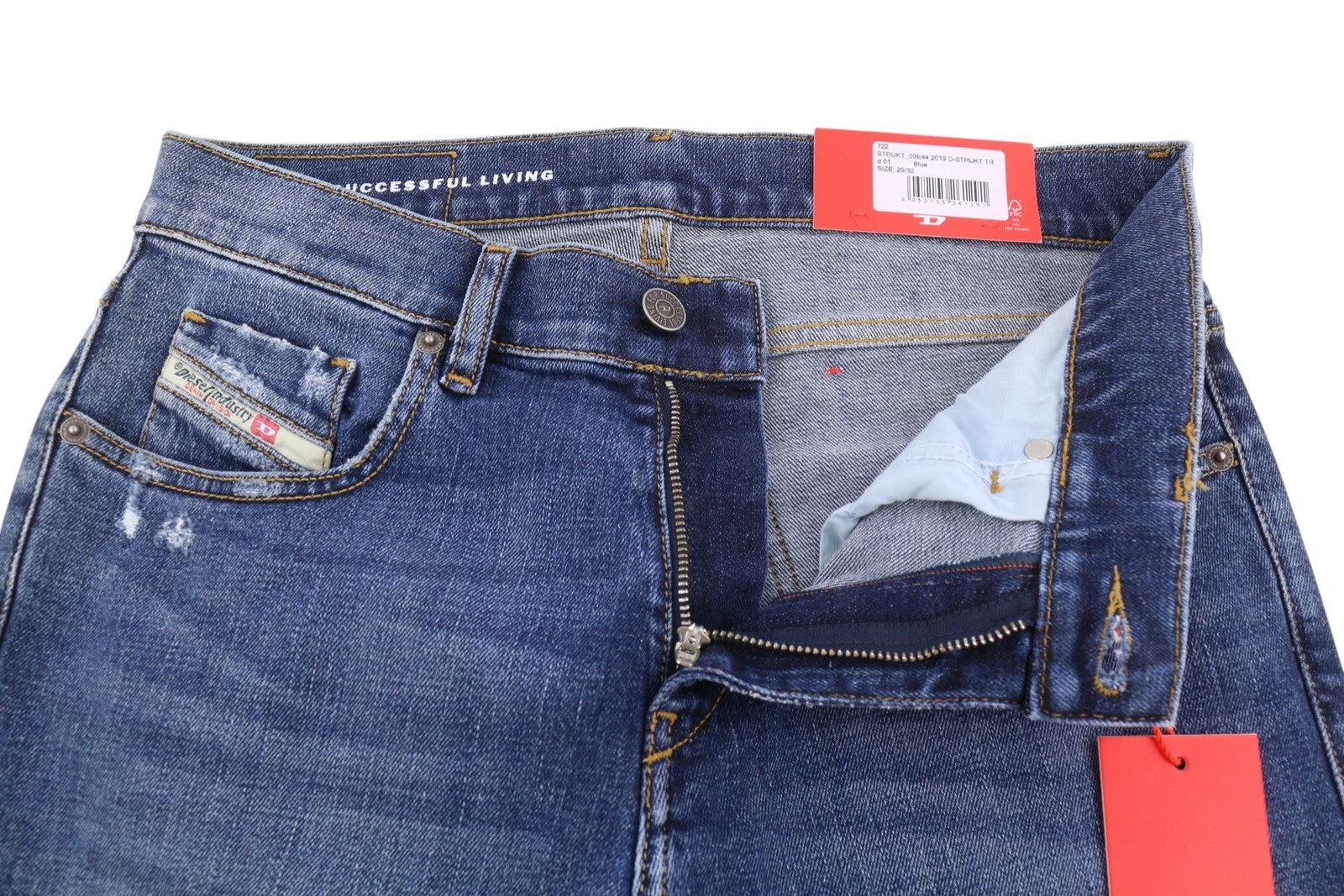 Diesel 2019 D-strukt 09e44 Men Jeansblue Faded Whiskers Ripped Slim