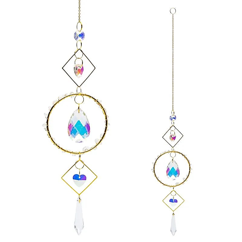 Atrapasueños Con Corazones De Cristal Redondo - 40cm