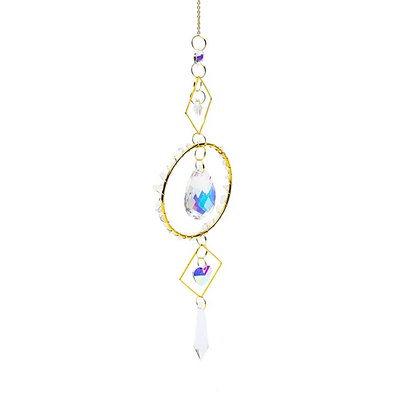 Atrapasueños Con Corazones De Cristal Redondo - 40cm
