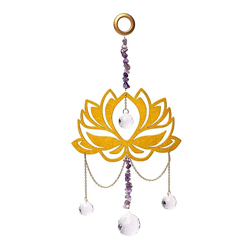 Suncatcher Med Lotus Ametyst Og Krystal Kugler - ±33cm