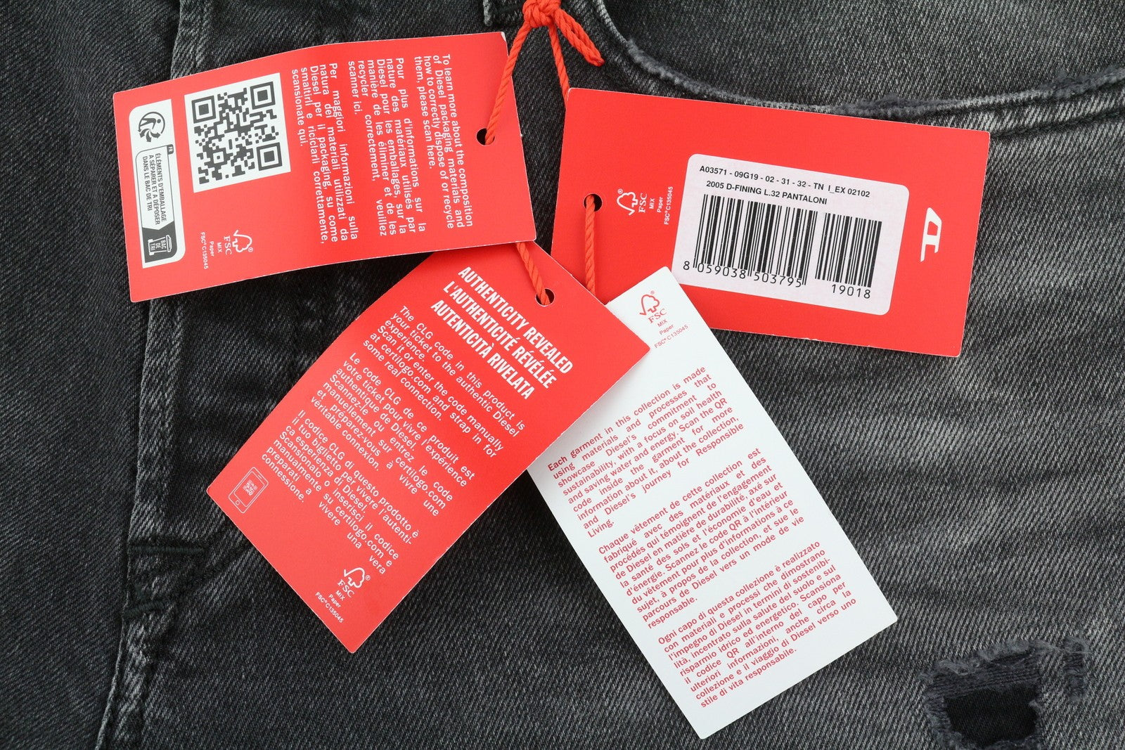 Diesel 2005 D-fining 09g19 Men Jeansblack Faded Regular Fit Tapered Leg