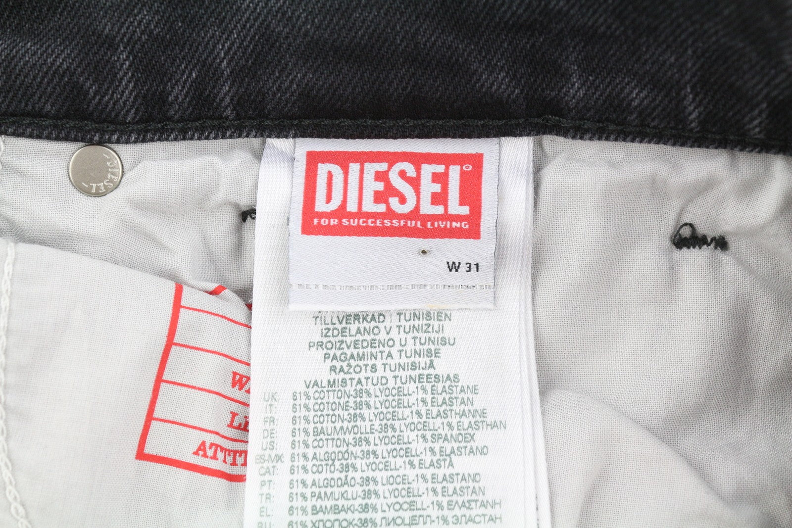 Diesel 2005 D-fining 09g19 Men Jeansblack Faded Regular Fit Tapered Leg