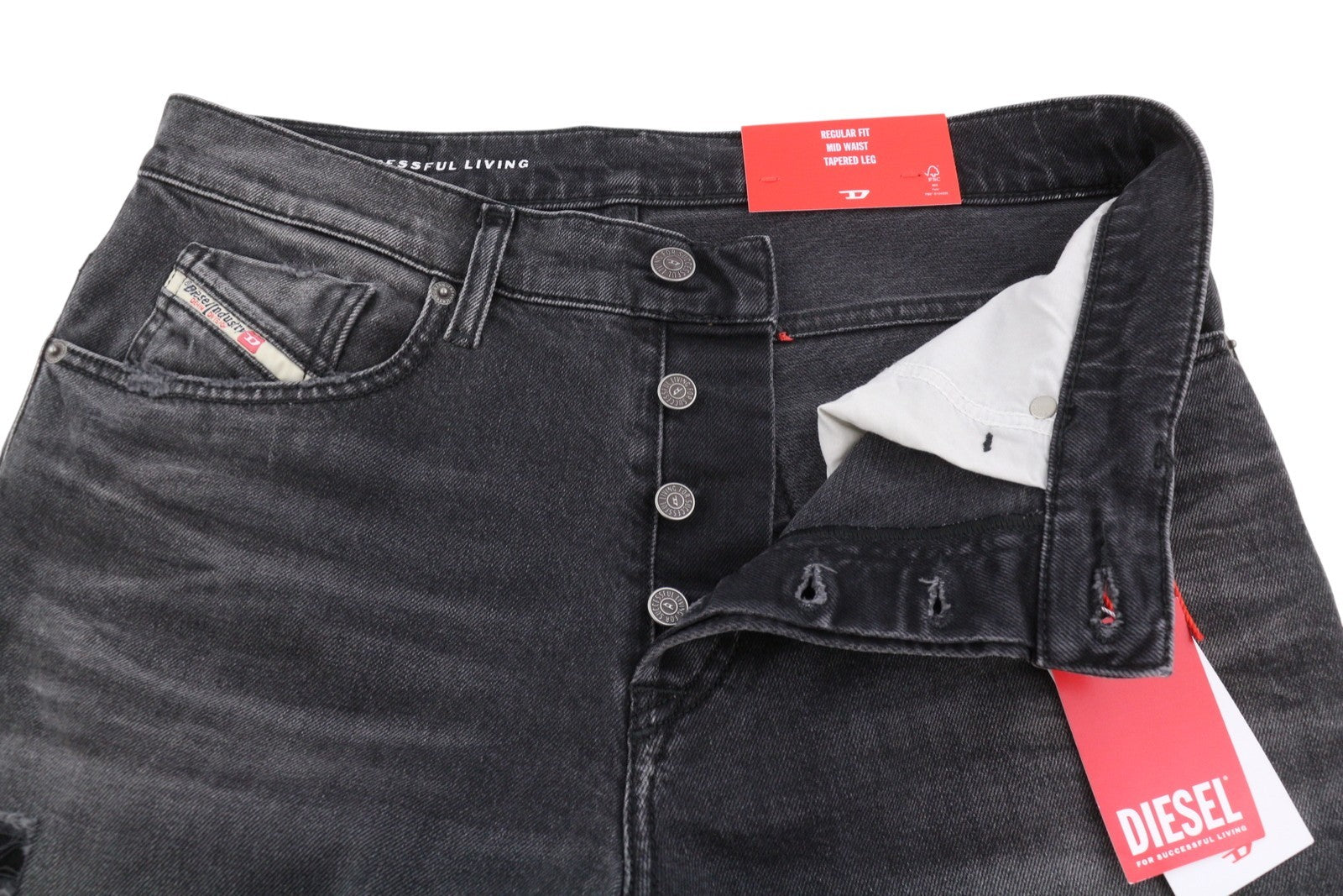 Diesel 2005 D-fining 09g19 Men Jeansblack Faded Regular Fit Tapered Leg