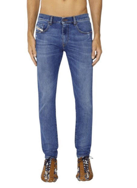 Diesel 2019 D-strukt 09e44 Men Jeansblue Faded Whiskers Distress Slim