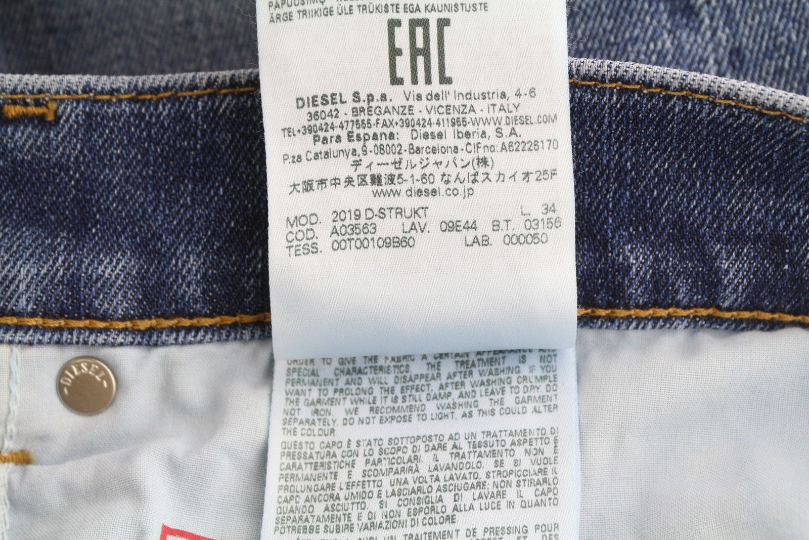 Diesel 2019 D-strukt 09e44 Men Jeansblue Faded Whiskers Distress Slim