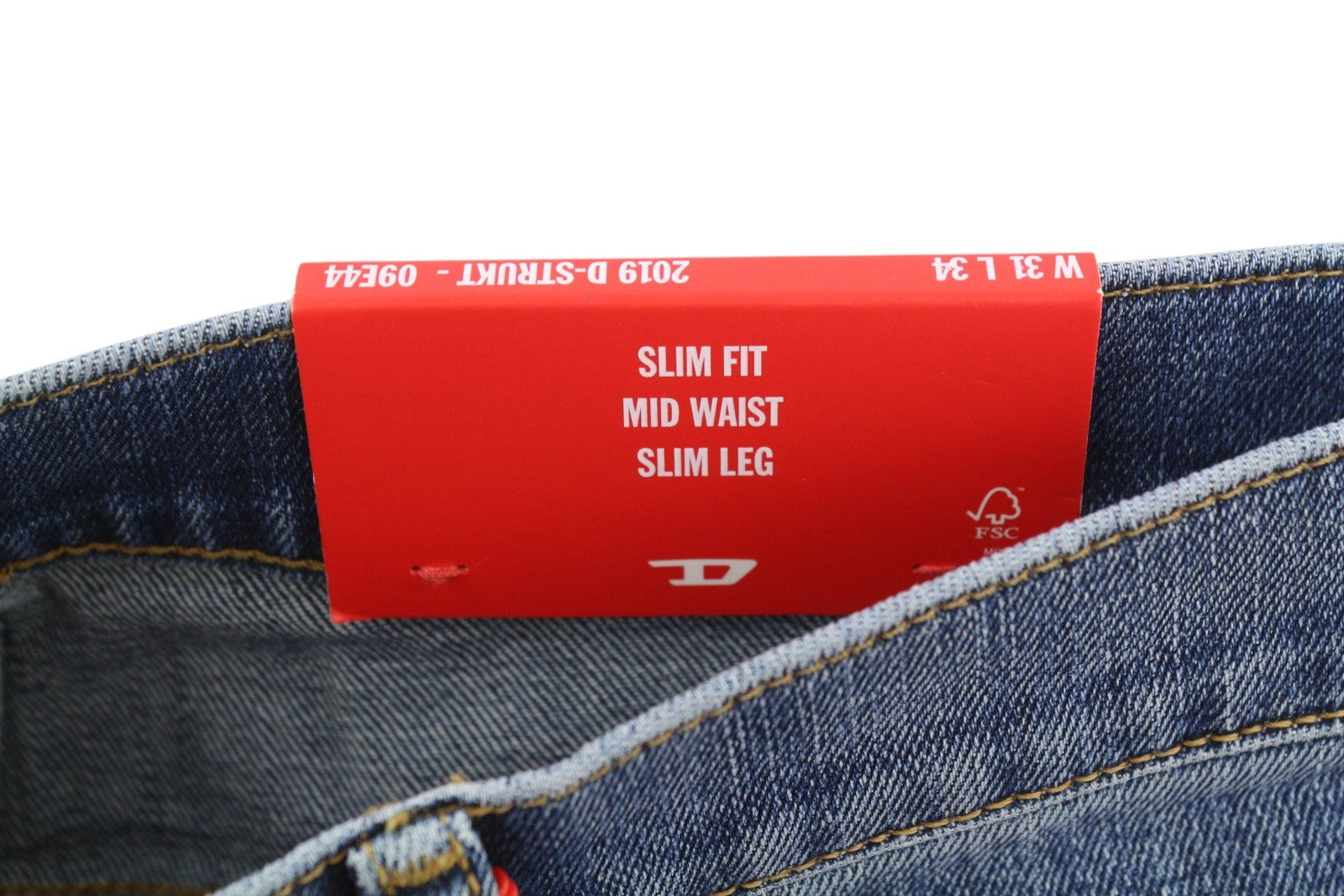 Diesel 2019 D-strukt 09e44 Men Jeansblue Faded Whiskers Distress Slim