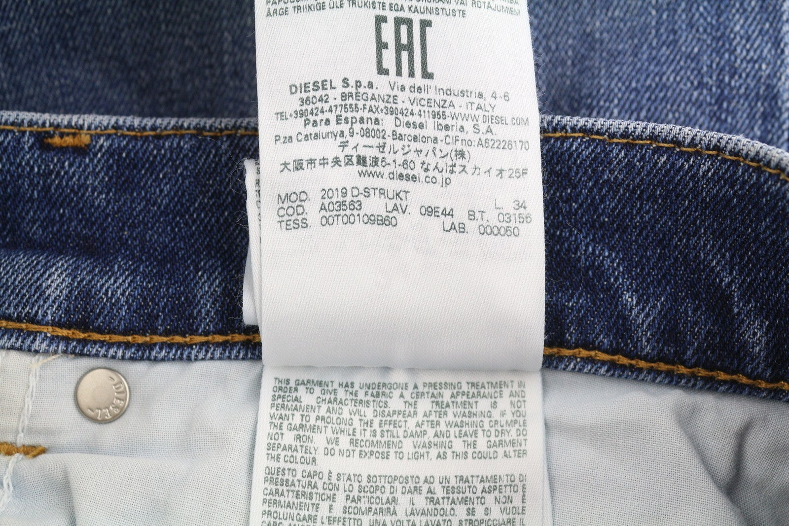 Diesel 2019 D-strukt 09e44 Pánské Jeansblue Vybledlé vousy Ripped Slim