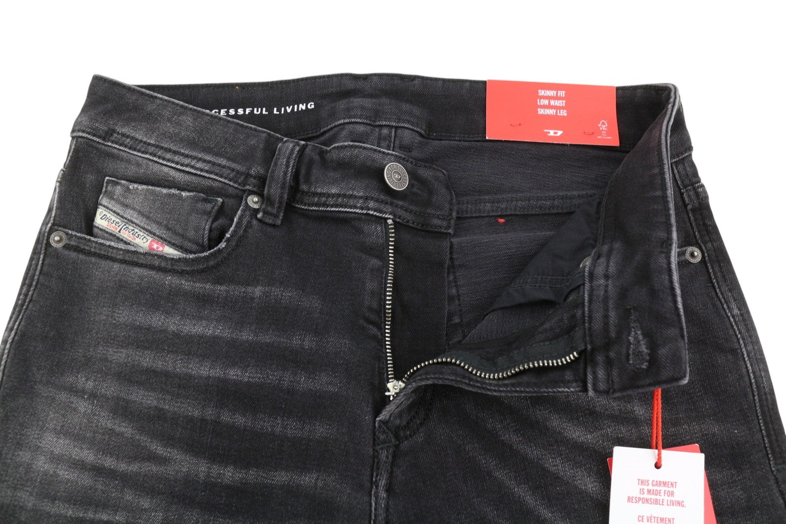 Diesel 1979 Sleenker 09g54 Men Jeansblack Faded Skinny Fit Low Waist