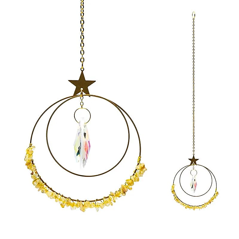 Suncatcher With Star Crystal And Citrine - 36cm Set Of 2 Pcs