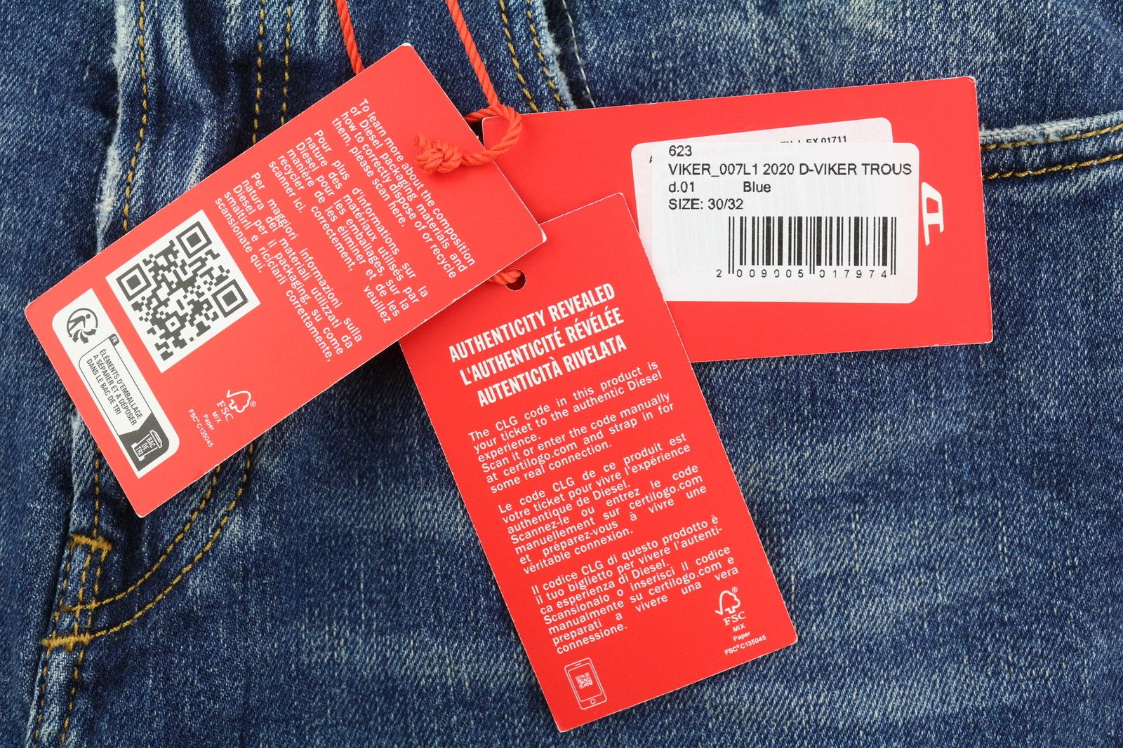 Diesel 2020 D-viker 007l1 Men Jeansregular Fit Straight Leg Rrp352