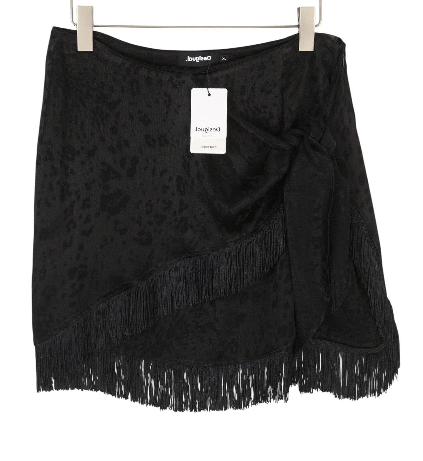 Desigual Fal Frankie Women Skirtblack Fringes Details Patterned Mini