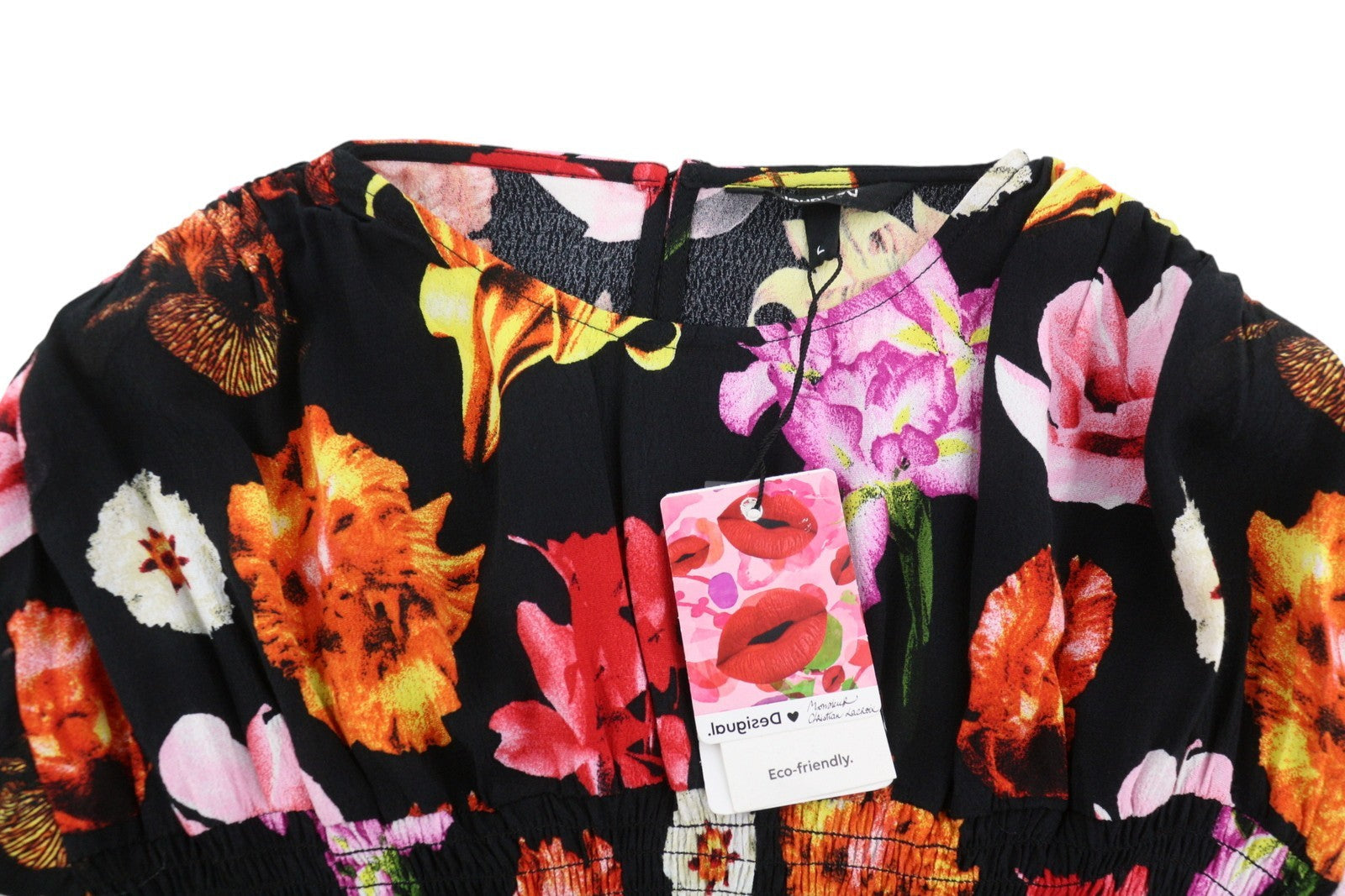 Desigual Blus Rosa Women Blousecolourful Floral Print Cropped 3/4 Sleeves