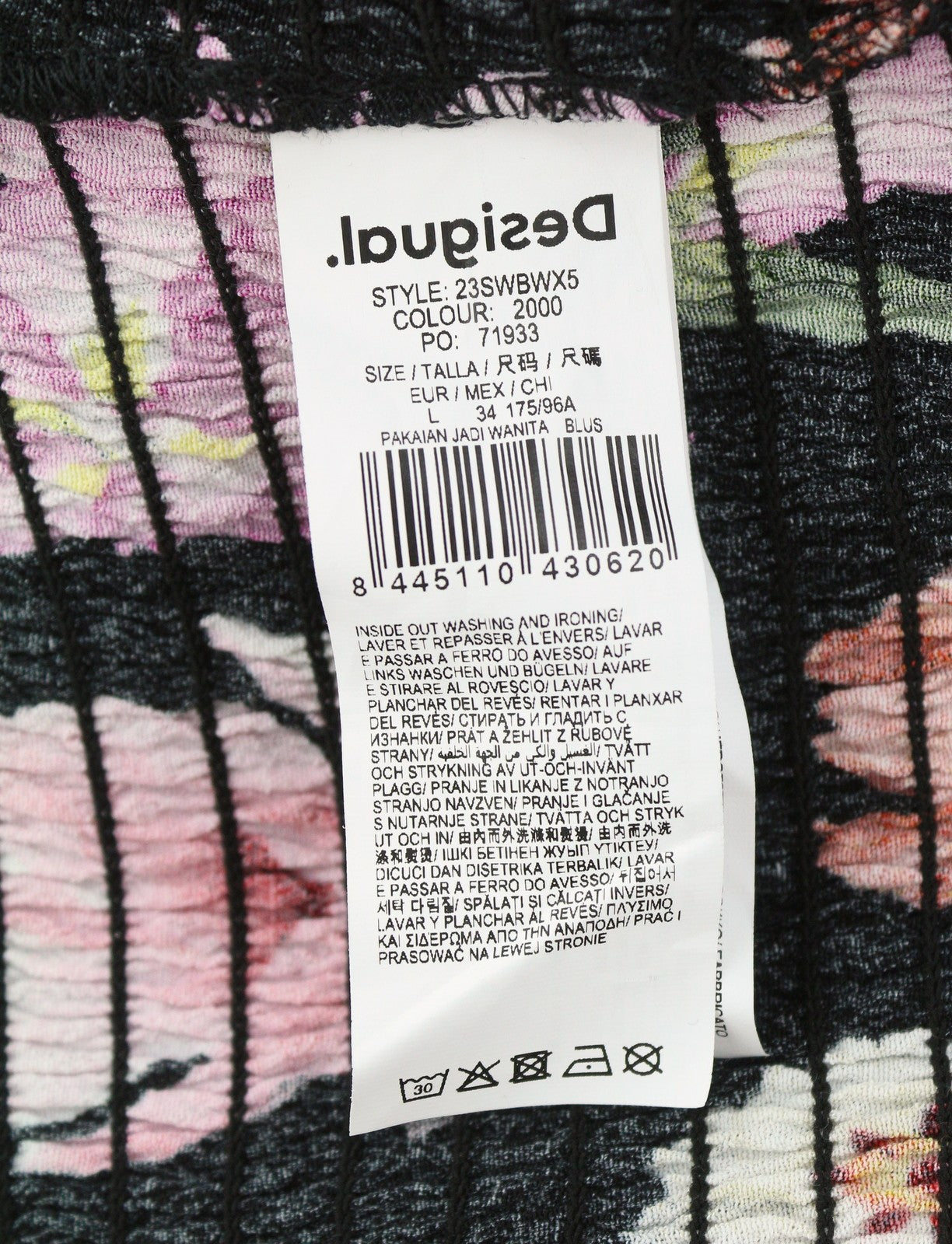 Desigual Blus Rosa Women Blousecolourful Floral Print Cropped 3/4 Sleeves