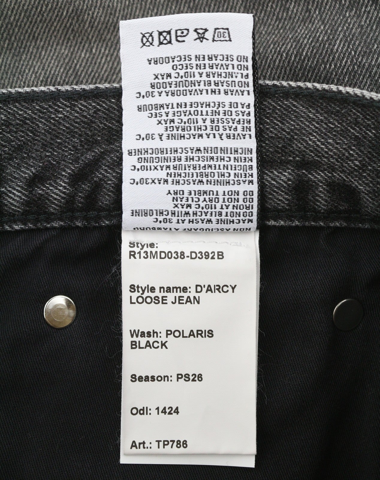 R13 D'arcy Loose Men Jeans 30 Polaris Black Whsikers Faded Distress Ps26 Rrp895