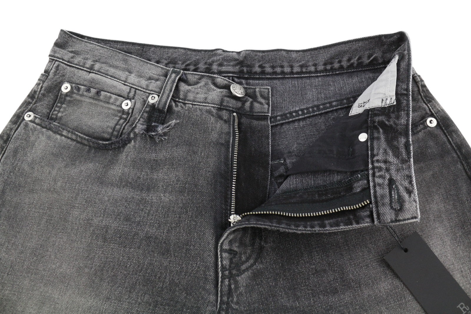 R13 D'arcy Loose Men Jeans 30 Polaris Black Whsikers Faded Distress Ps26 Rrp895