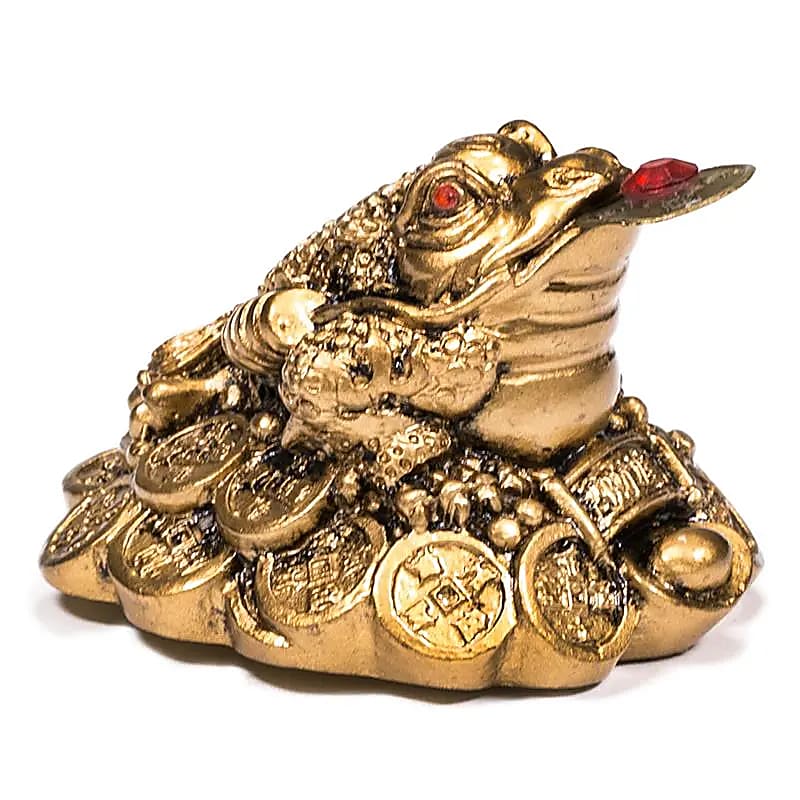 Mini-Statuette Feng Shui Frosch Goldfarbe – 2er-Set – 5 x 3,5 cm