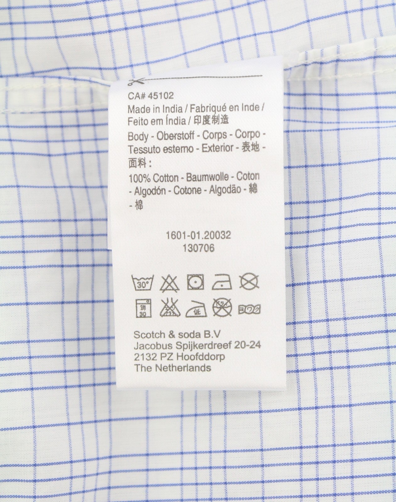 Scotch & Soda Men Shirtwhite Plaid Cotton Button-up Patch Pocket Spread