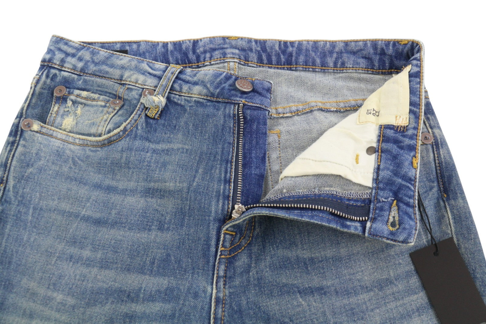 R13 Kick Fit Women Jeans 28 Kelly Stretch Whiskers Faded Cropped Ps26