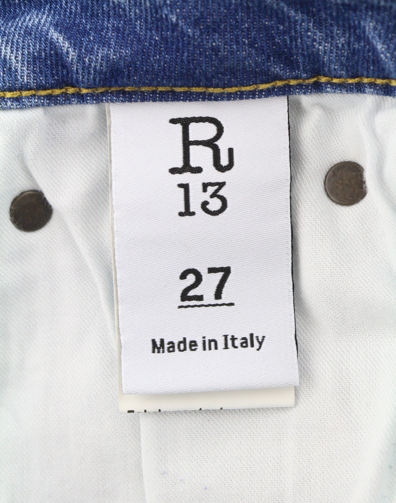R13 Kick Fit Dame Jeans 27 Jasper Stretch Faded Whiskers Cropped Blue Ps26