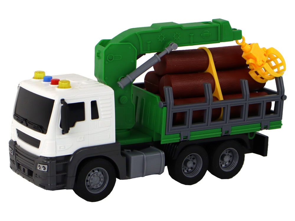 Truck With Crane Friction Drive Sounds Green Wood 1:16