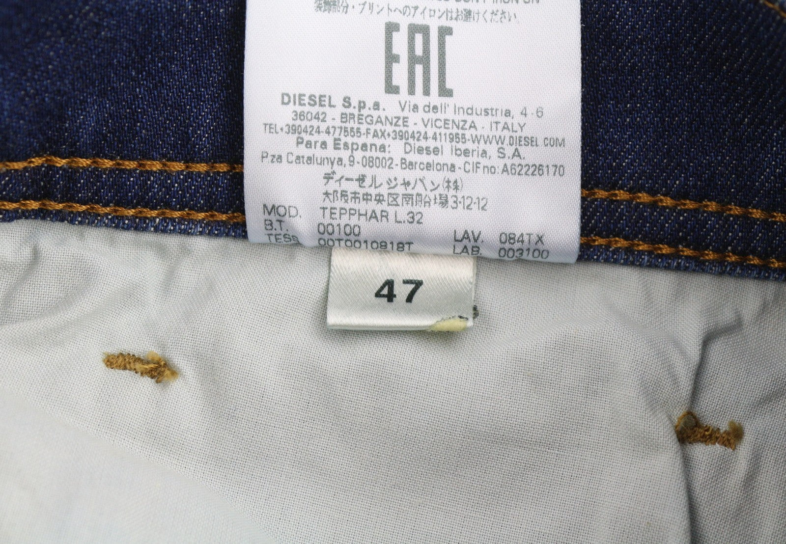 Diesel Tepphar 084tx Herre Jeansblå knurhår Faded Distress Skinny Fit