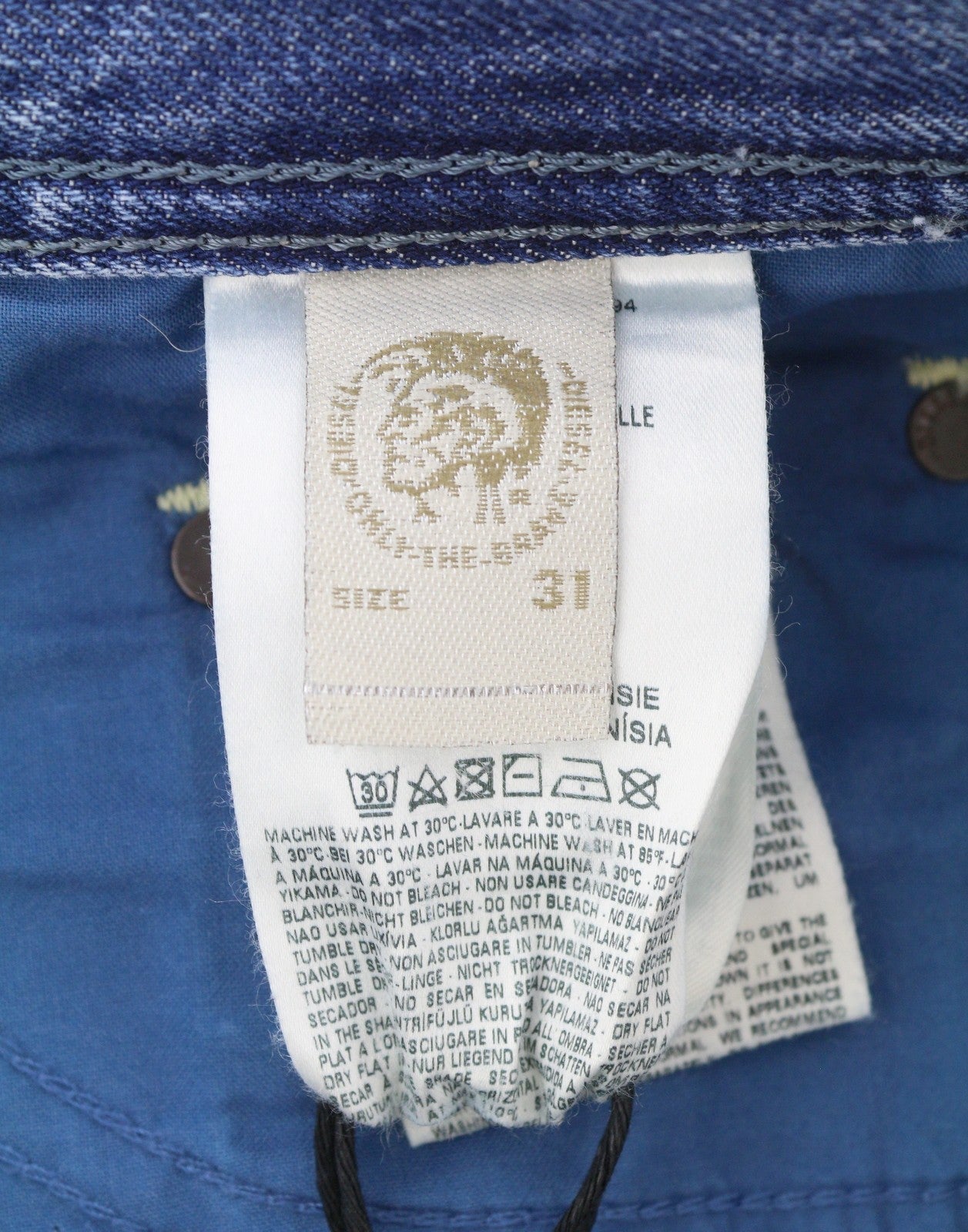 Diesel Rhial 084fc Men Jeansblue Faded Slim Carrot Fit Cropped Button