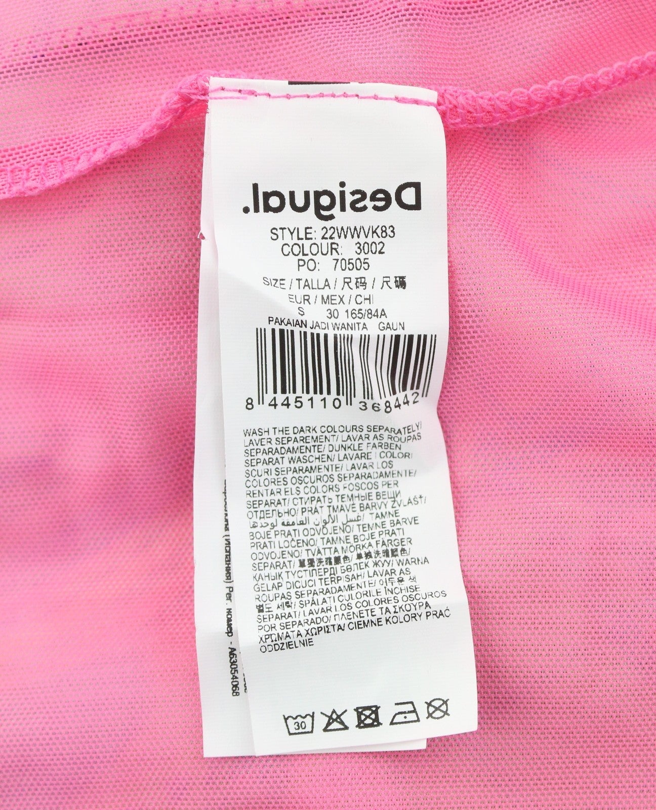 Dámské šaty Desigual Heather s vícebarevným digitálním potiskem Midi s dlouhým rukávem