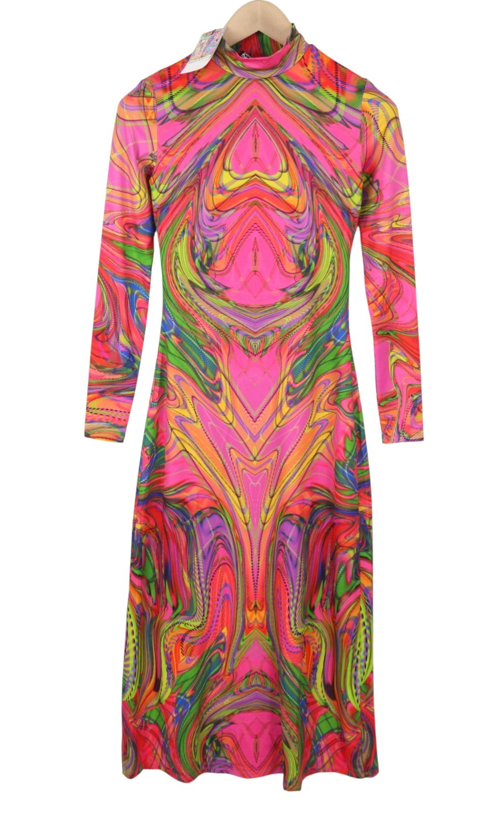 Desigual Heather Women Dressmulticolored Digital Print Long Sleeve Midi