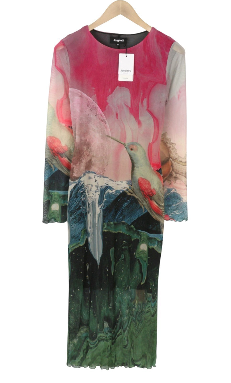 Desigual Skyline Women Dresscolourful Wide Cut-out Back Tulle Midi