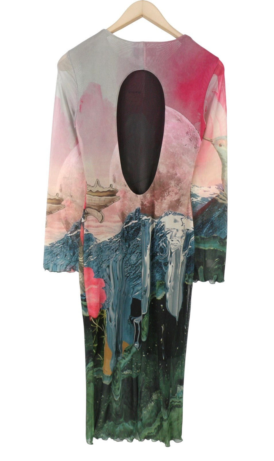 Desigual Skyline Women Dresscolourful Wide Cut-out Back Tulle Midi