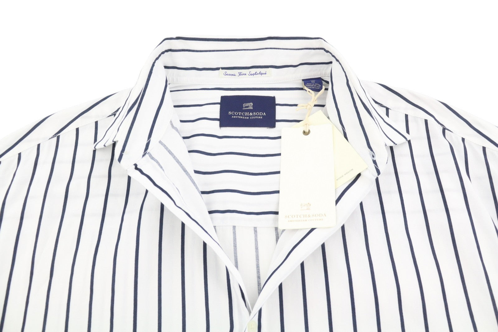 Scotch & Soda Chemise longue coupe oversize rayée boutonnée en coton blanc