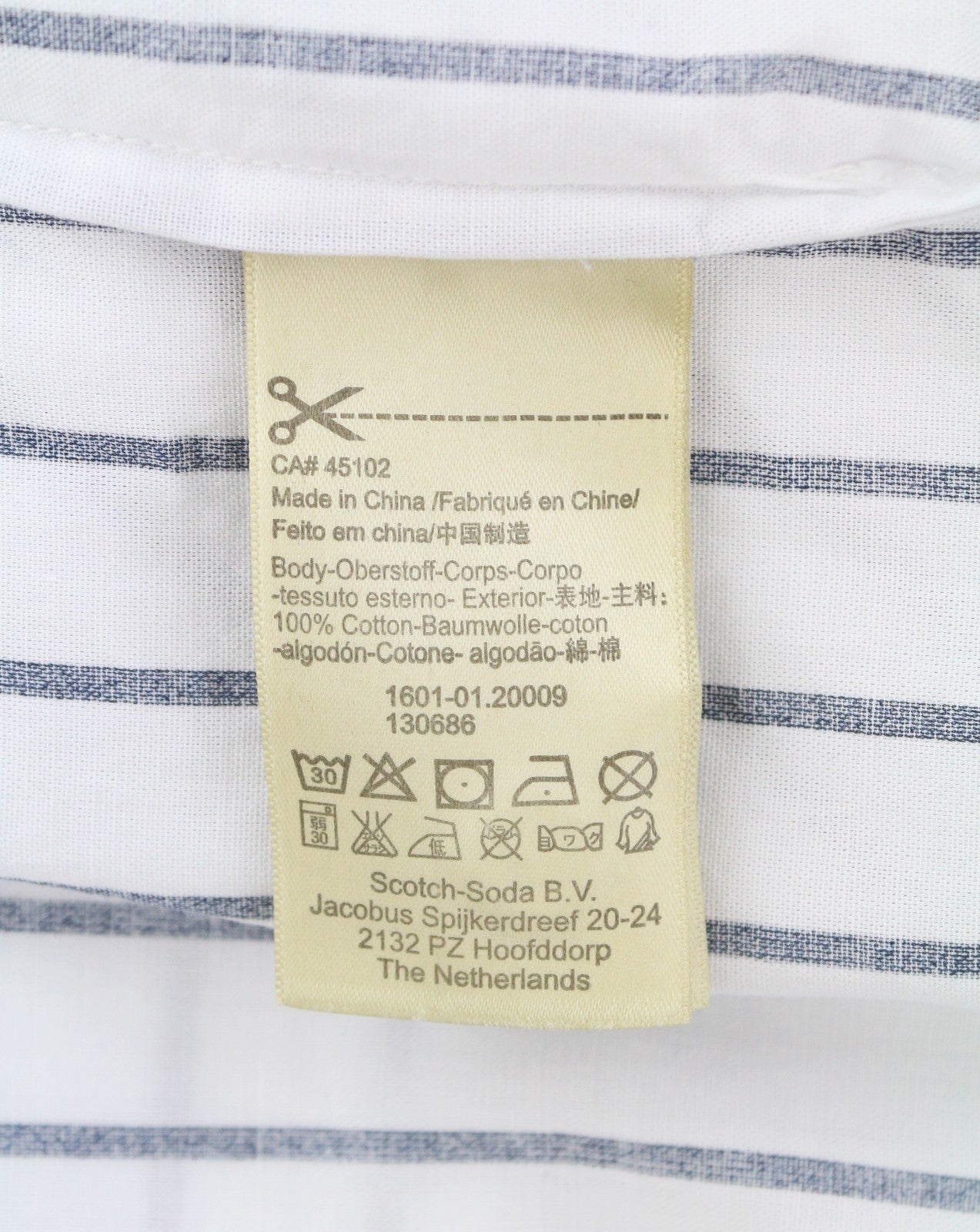 Scotch & Soda Chemise longue coupe oversize rayée boutonnée en coton blanc