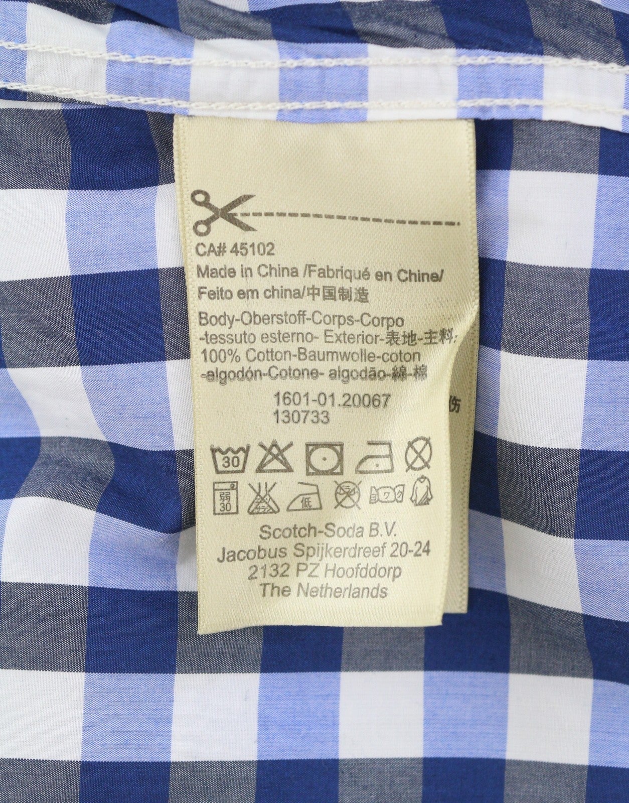 Scotch & Soda Mænd Shirtblue Ternet Cutaway Neck Button-up Langærmet