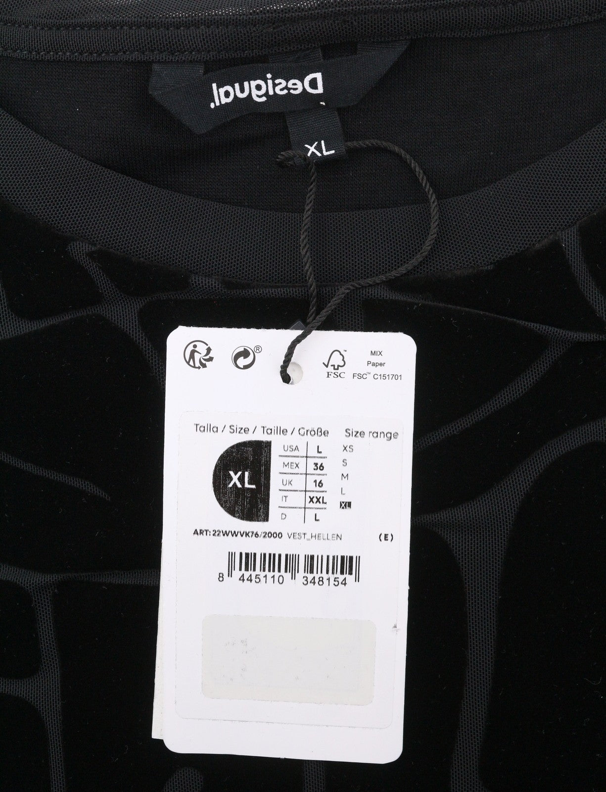 Desigual Hellen Abito da donna nero testurizzato girocollo manica lunga aderente