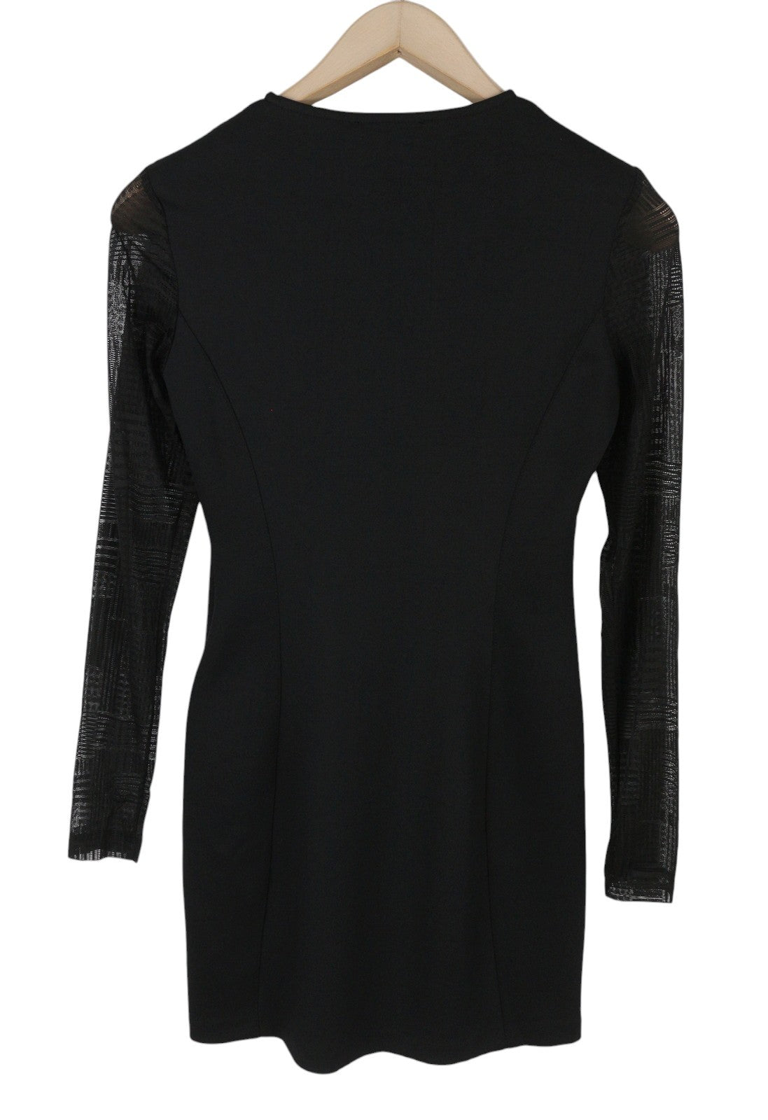 Desigual Night Abito da donna nero testurizzato velato a maniche lunghe mini