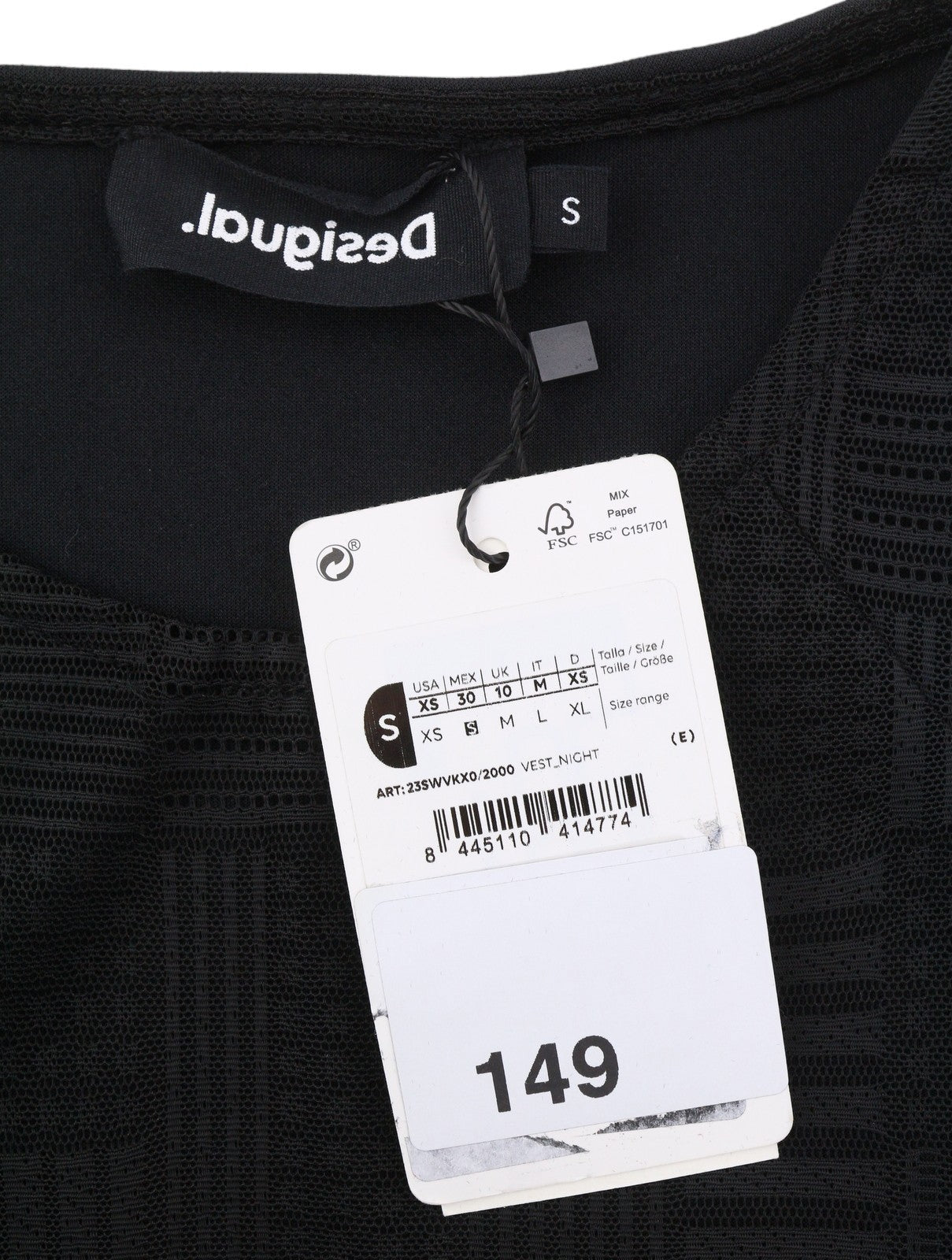 Desigual Night Abito da donna nero testurizzato velato a maniche lunghe mini