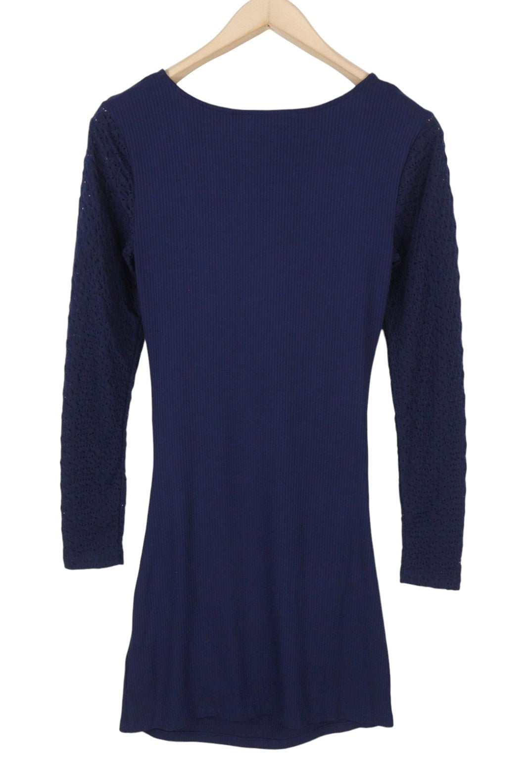 Desigual Praga Women Dressdark Blue Round Neck Long Sleeve Fitted Mini
