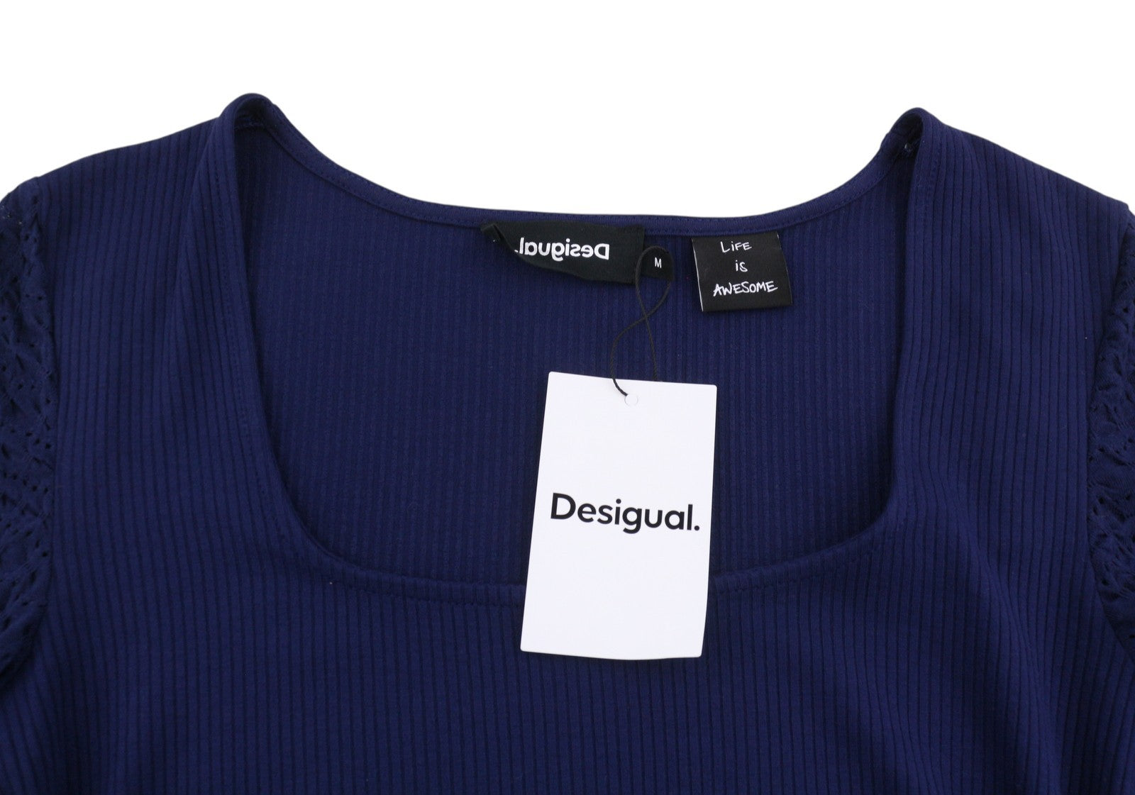 Desigual Praga Women Dressdark Blue Round Neck Long Sleeve Fitted Mini